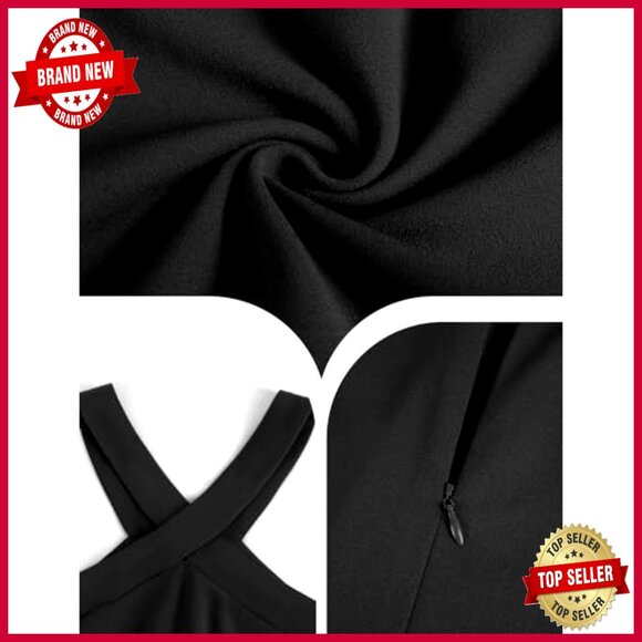 Halter Cocktail Dress Ruffled Maxi Elegant Formal Evening Party Wear - Picture 6 of 7